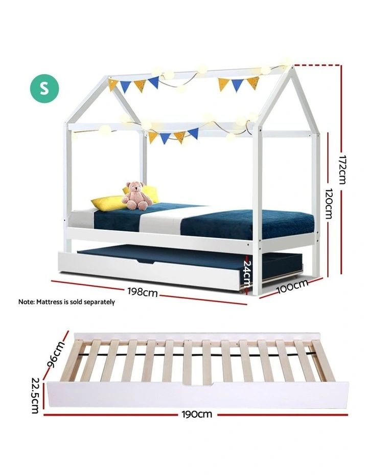 Wooden Bed Frame Single Size Mattress Base Pine Timber Platform White HOLY