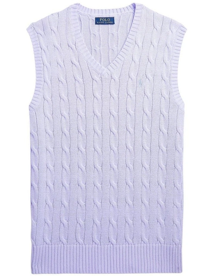Cable-Knit Cotton Sweater Vest in Purple