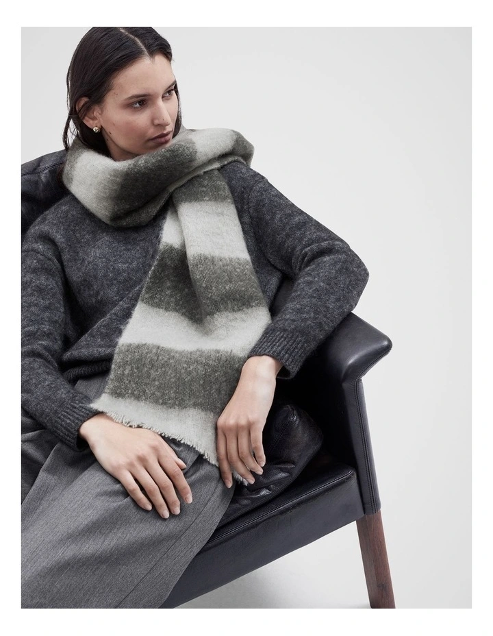 Stripe Scarf in Charcoal