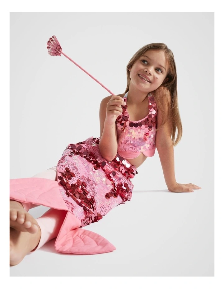 Sequin Mermaid Tail Set in Raspberry