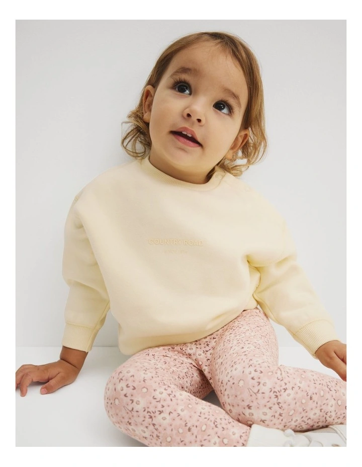 Australian Cotton Modern Logo Sweat in Butter