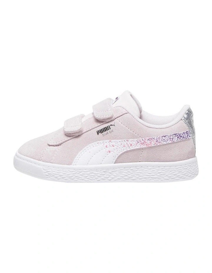 Suede Classic Starry Self-Fastening Pre-School Sneakers in Pink