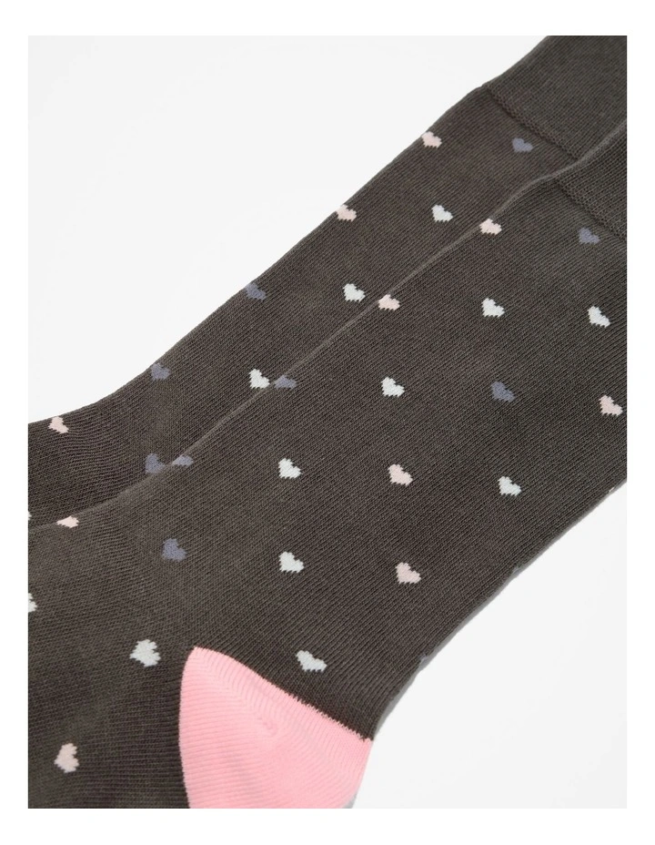 Australian Cotton Blend Heart Sock in Charcoal
