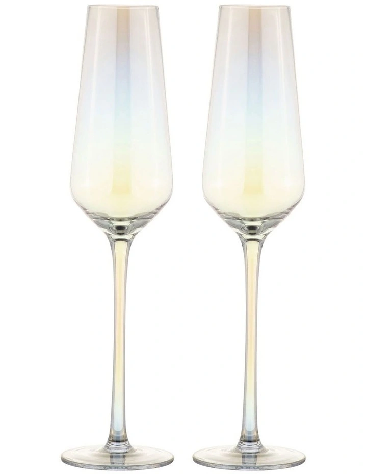 Glamour Flute 230 ML Set of 2 in Iridescent