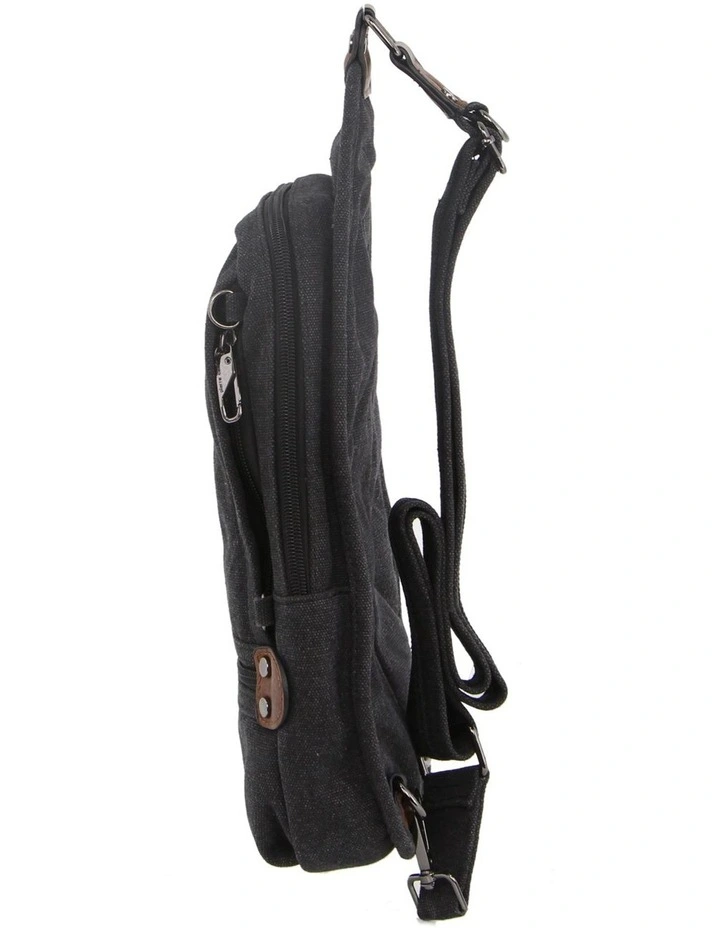 Canvas Cross Body Sling Bag in Black