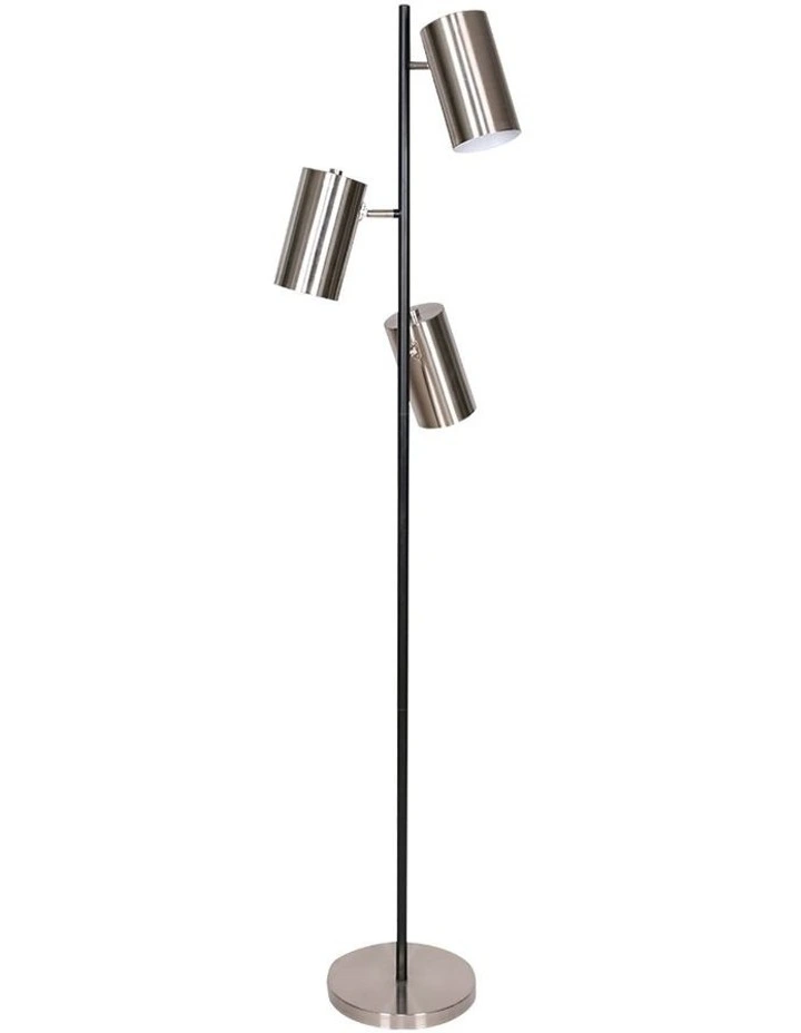 3-Shade Metal Floor Lamp in Nickel/Black