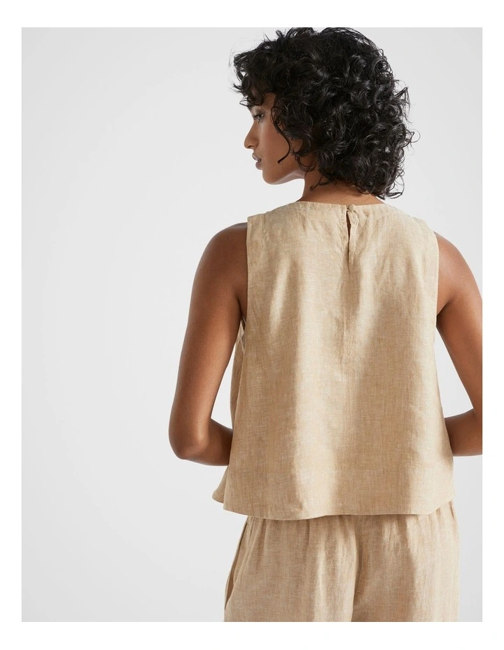 Core Linen Shell Top in Champagne Beige Crossdye