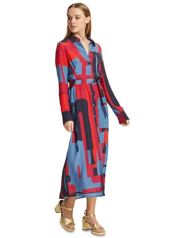 Dianne Large Scale Printed Dress in Blue Multi