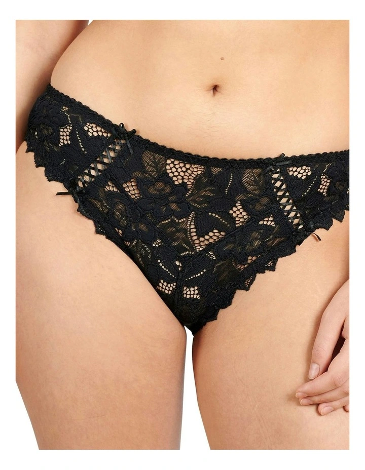 Arum Microfiber and Lace Hipster Brief in Black