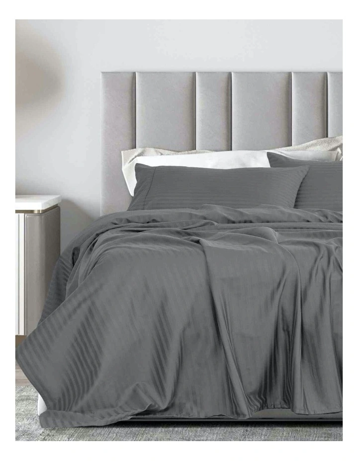 Damask 1200TC Cotton Sateen Sheet Set in Charcoal Queen