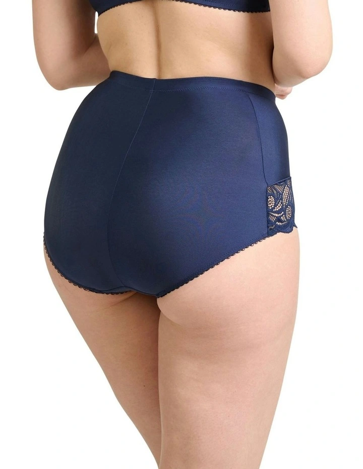Ariane Lace And Microfiber High Waist Brief in Marine Blue