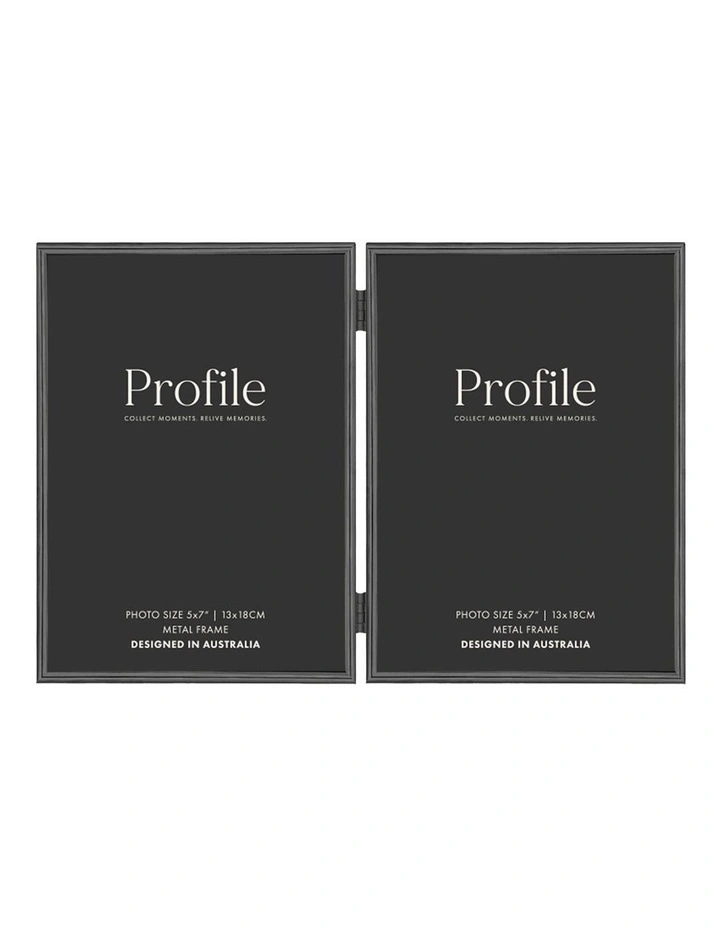 Habitat Hinged Double Metal Photo Frame 5x7 in Black