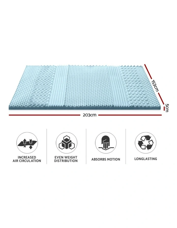 COOL GEL Memory Foam Mattress Topper BAMBOO 5CM 7-Zone Queen