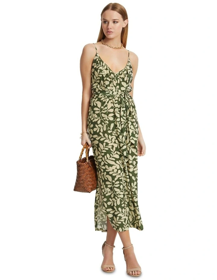 Kitty Vine Print Dress in Olive