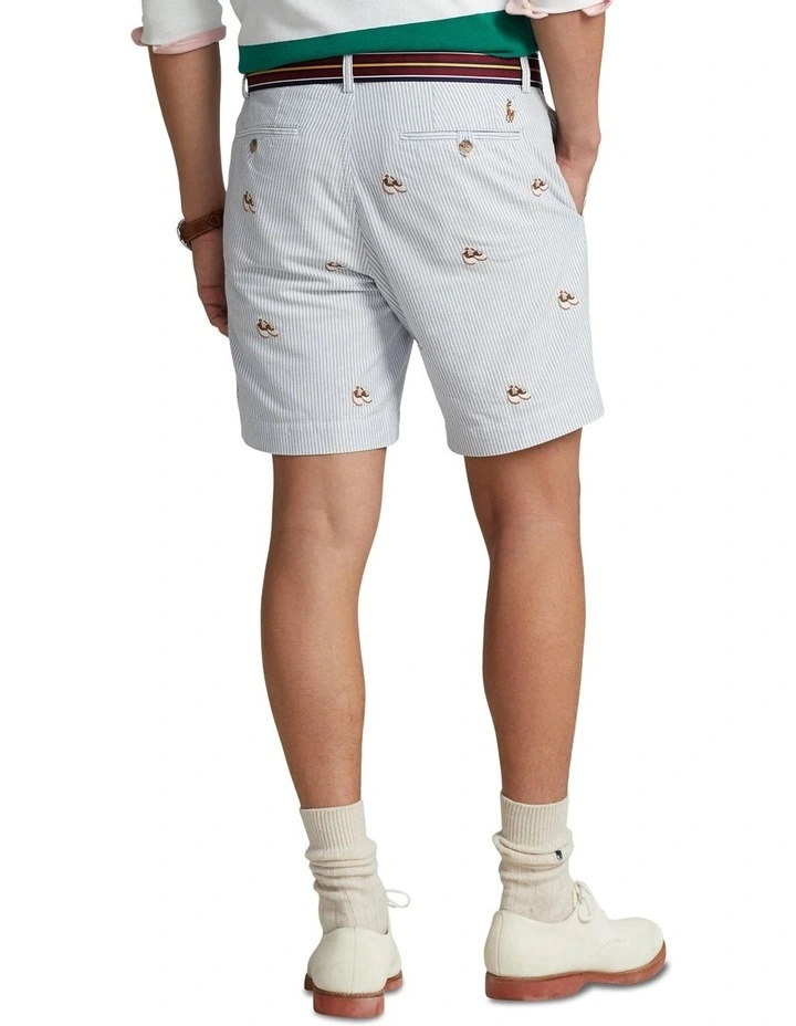 Stretch Straight Fit Oxford Short 8-Inch in Blue