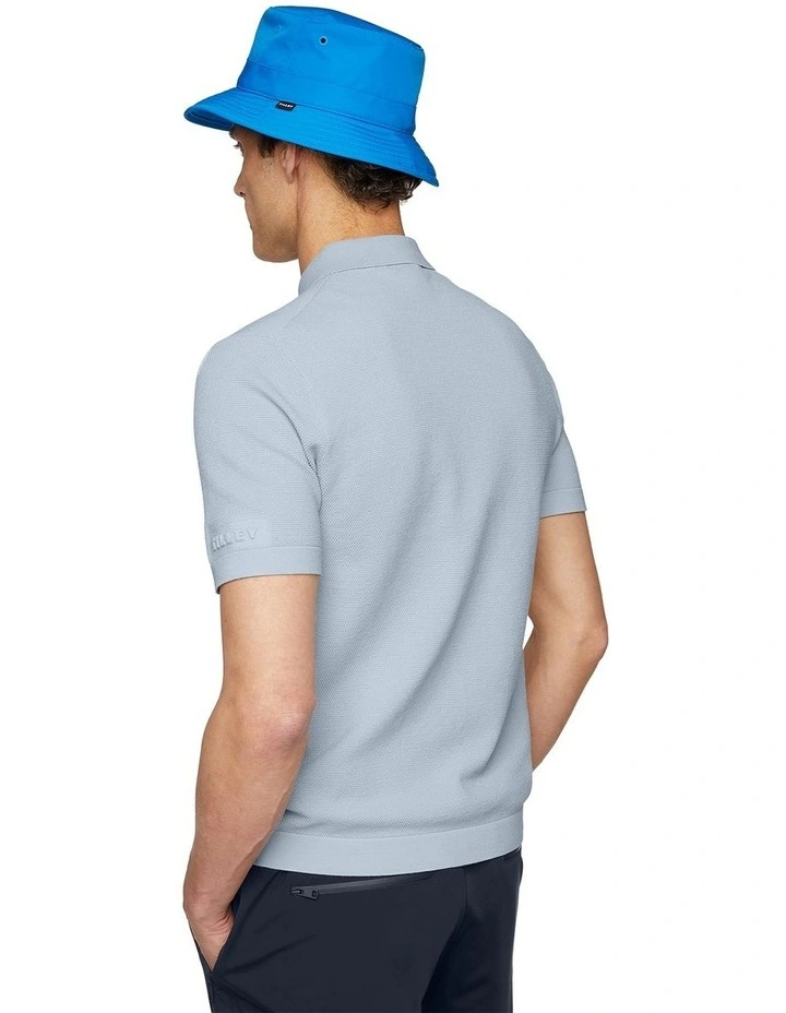 Pique Polo Sweater in Light Blue