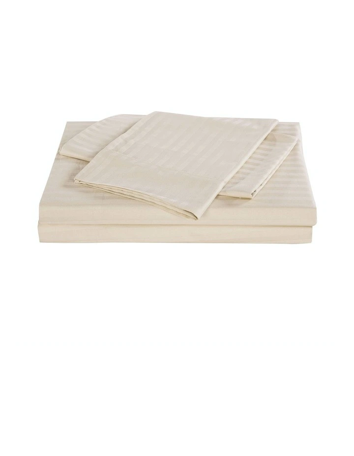 1200 Thread Count 100% Cotton Sheet Set Stripe Hotel Grade King Sand