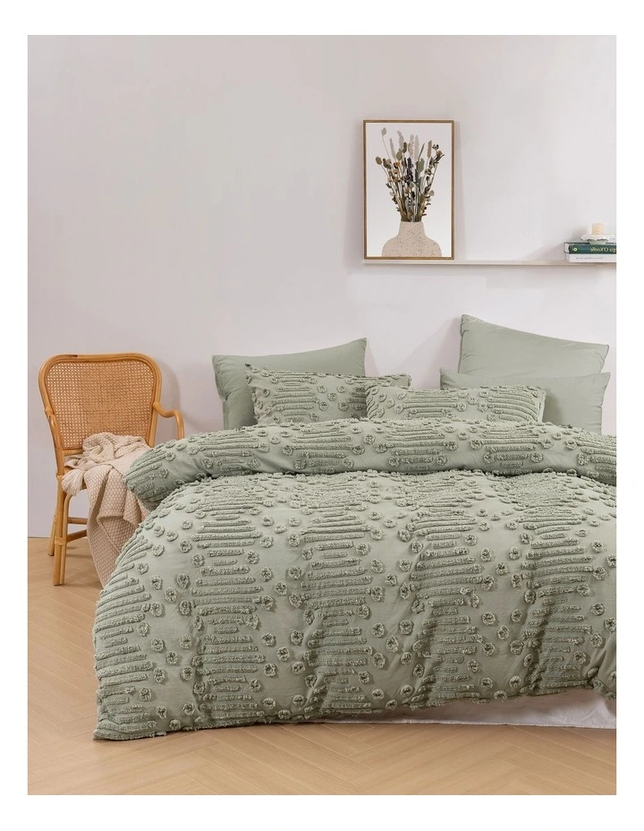 Fletcher Ultrafine Tufted Chenille Quilt Cover Set in Sage