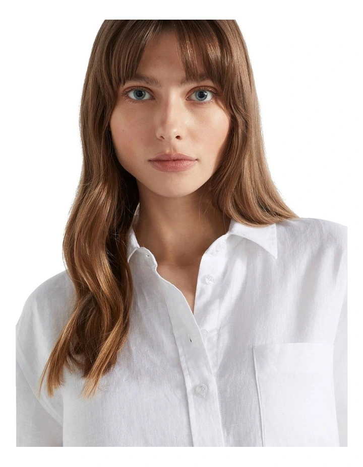 Core Linen Boyfriend Shirt in Whisper White