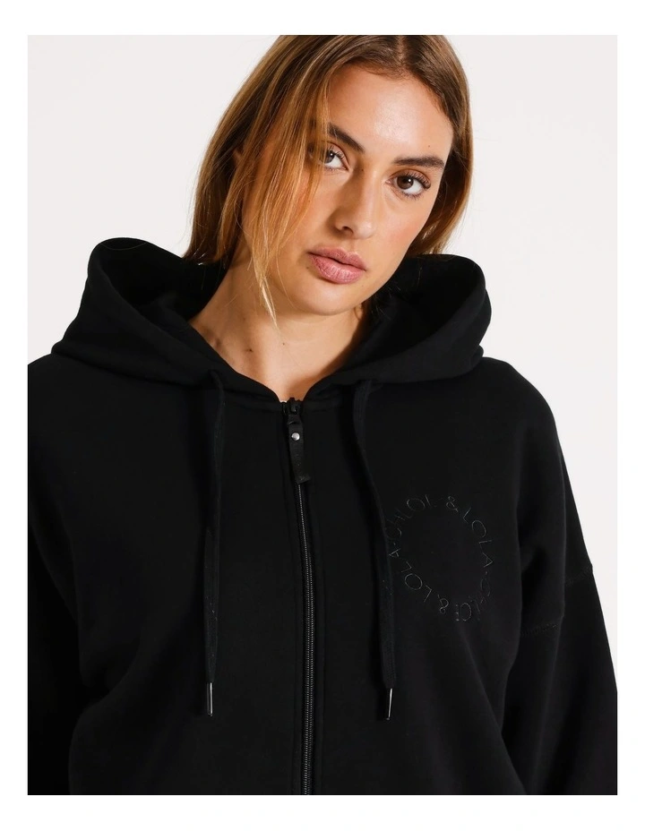 Core Zip Through Hoodie in Black