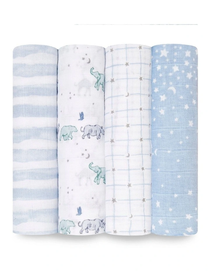 Rising Star Muslin Swaddles 4 Pack in Multi