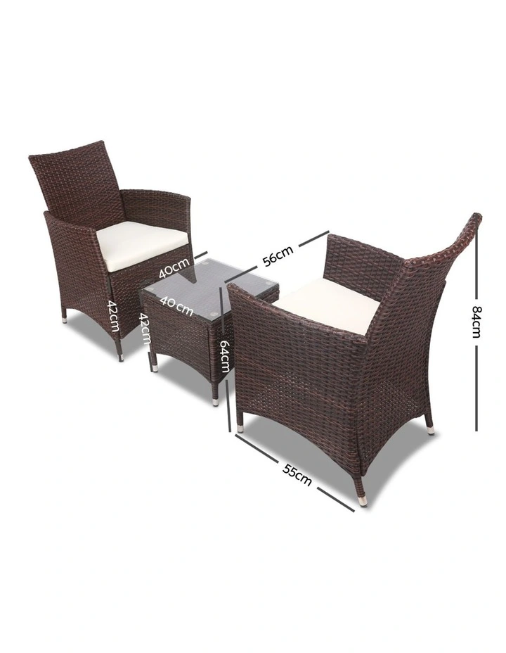 3 Piece Wicker Outdoor Furniture Set