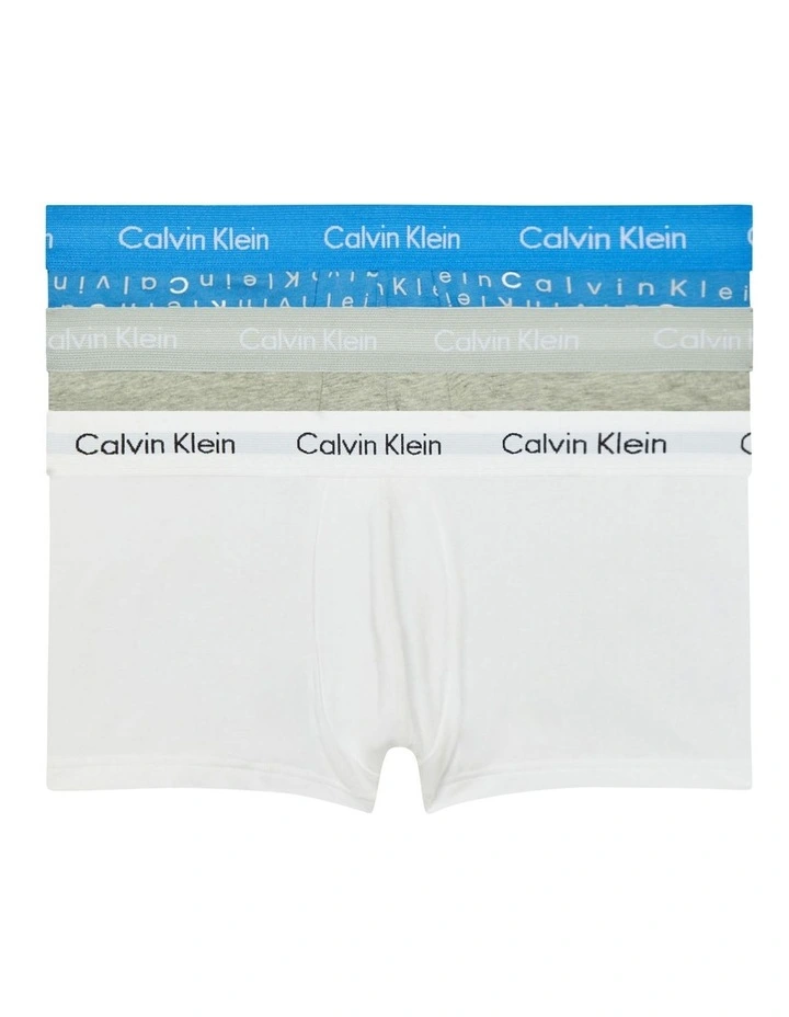 Low Rise Cotton Stretch Trunks 3 Pack in Grey Heather