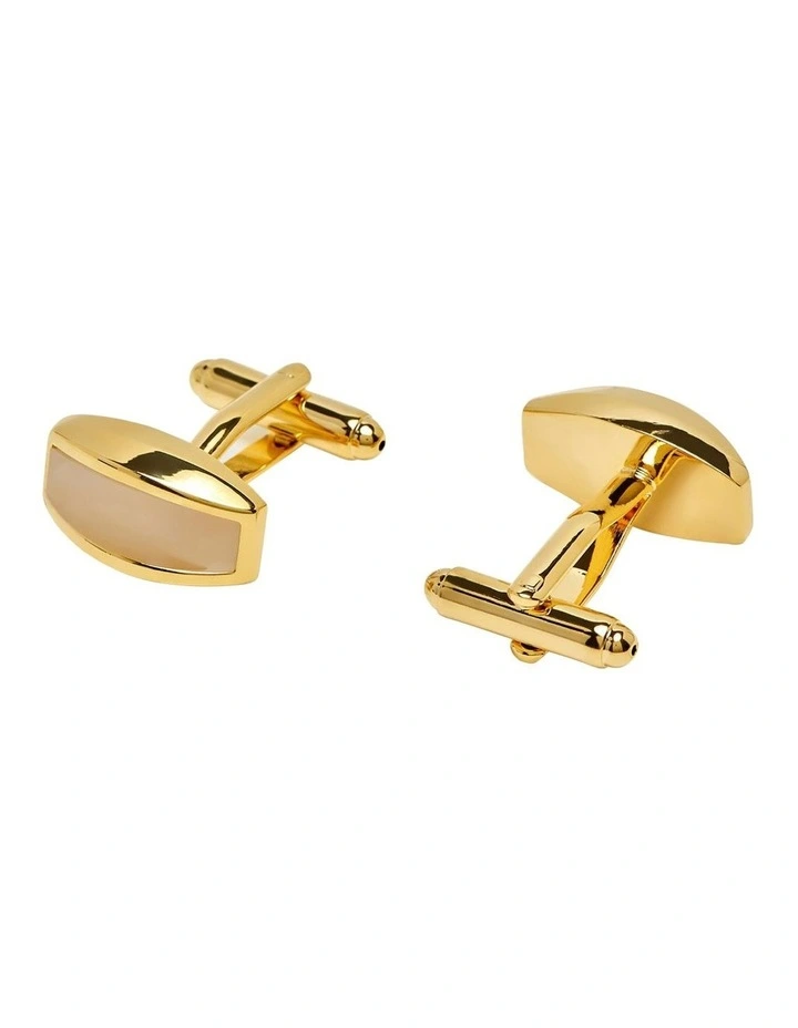 Stone Insert Cuff Link Set in Gold