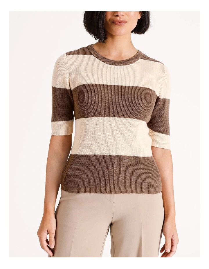 Lexsun Short Sleeve Top in Brown