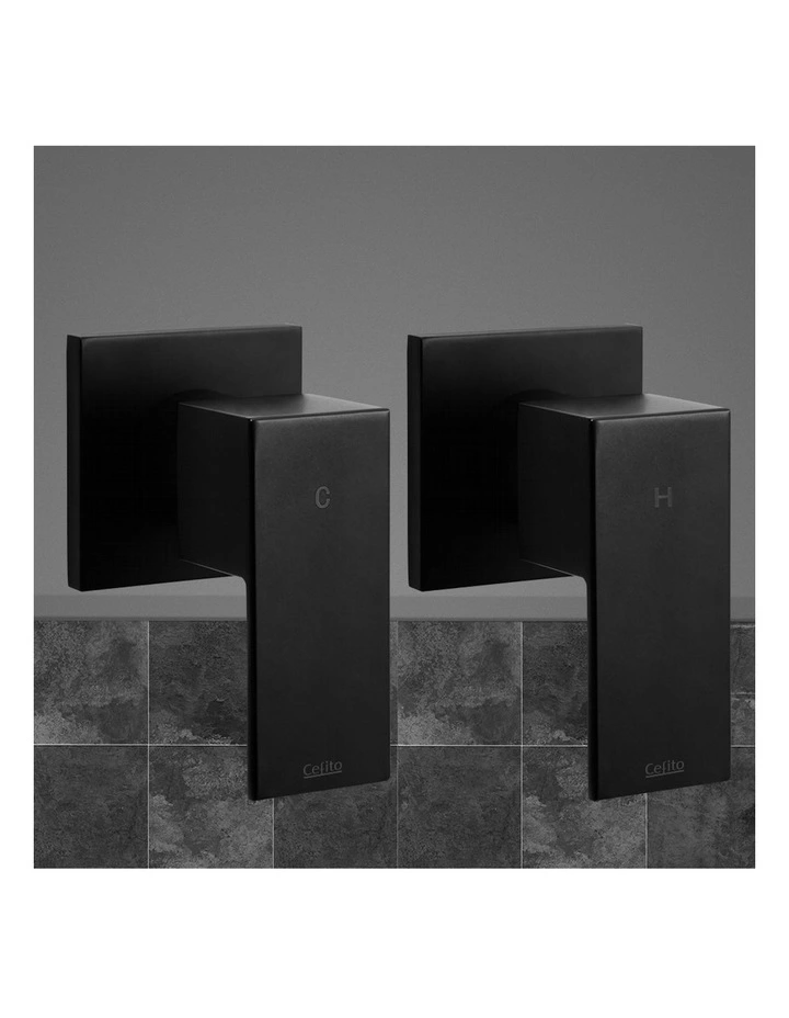 Shower Wall Bath Twin Taps Brass Hot Cold Basin Bathroom in Black