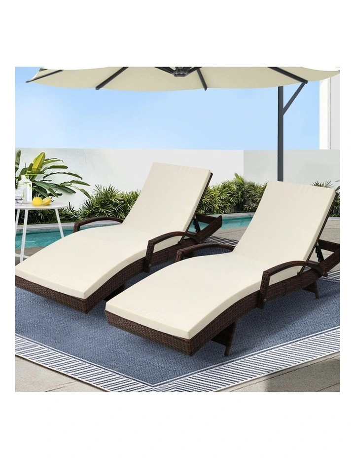 Outdoor Sun Lounge 2 Pack in Brown