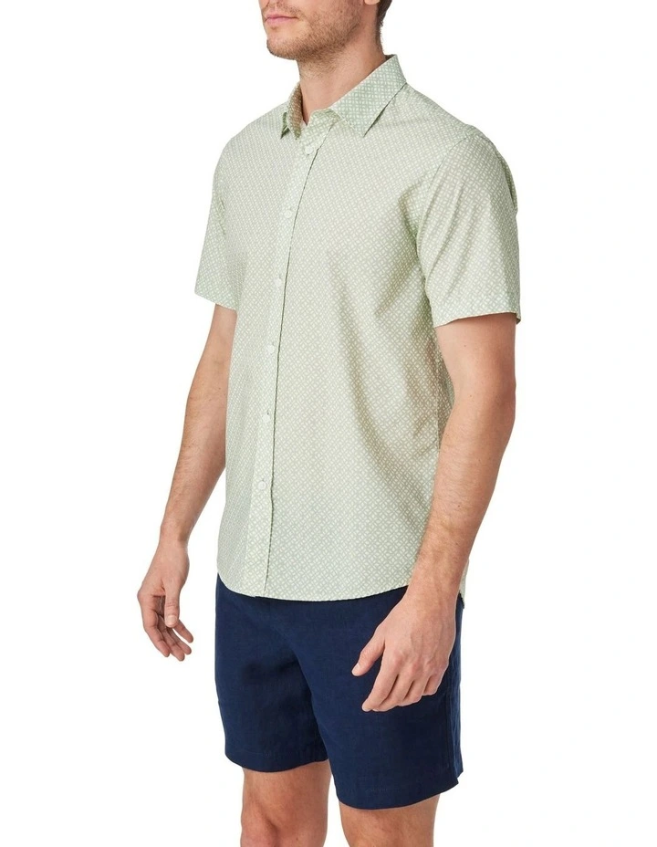 Colton Print Shirt in Sage