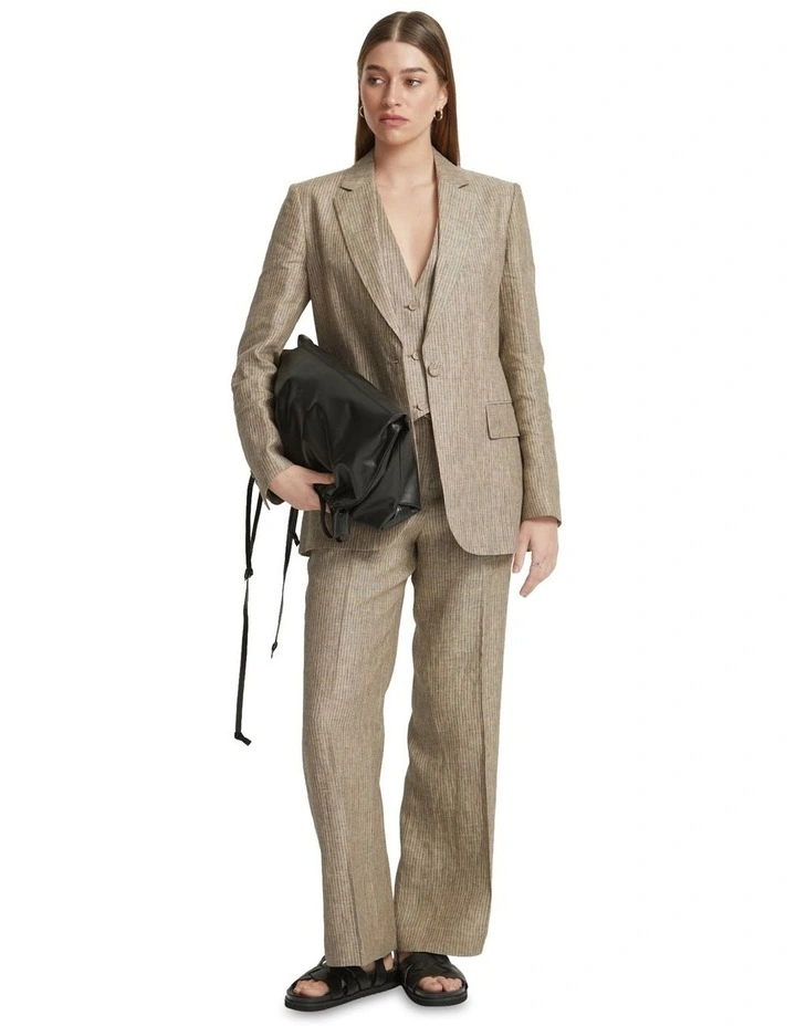 Willow Linen Pinstripe Blazer in Nutshell