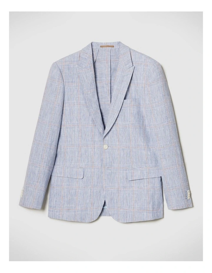 Slim Fit Check Tailored Blazer in Blue Check