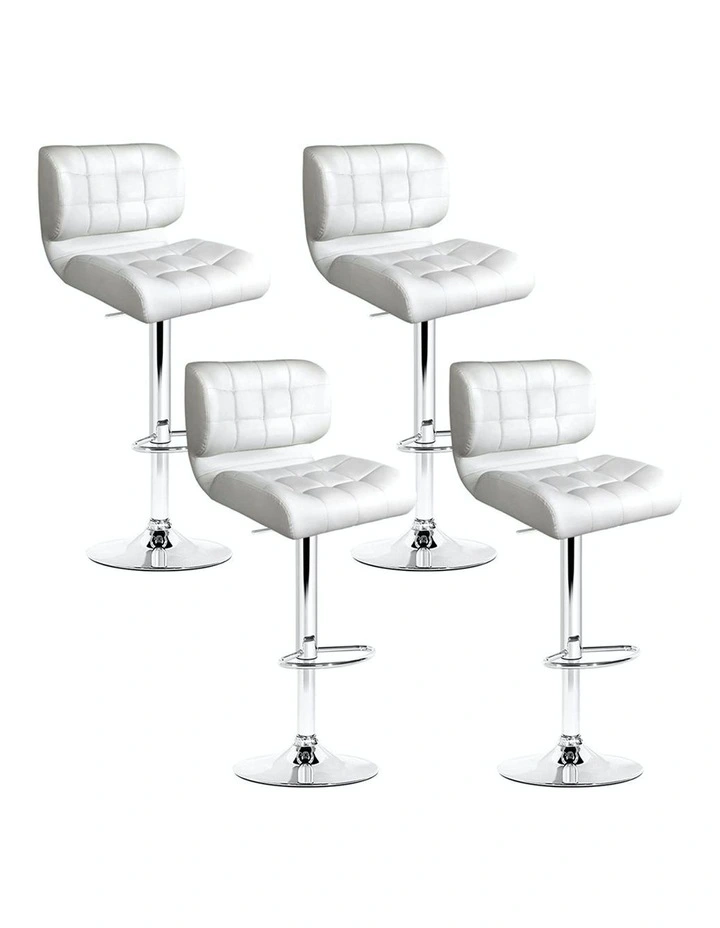 Kitchen Leather Bar Stools x4 in White