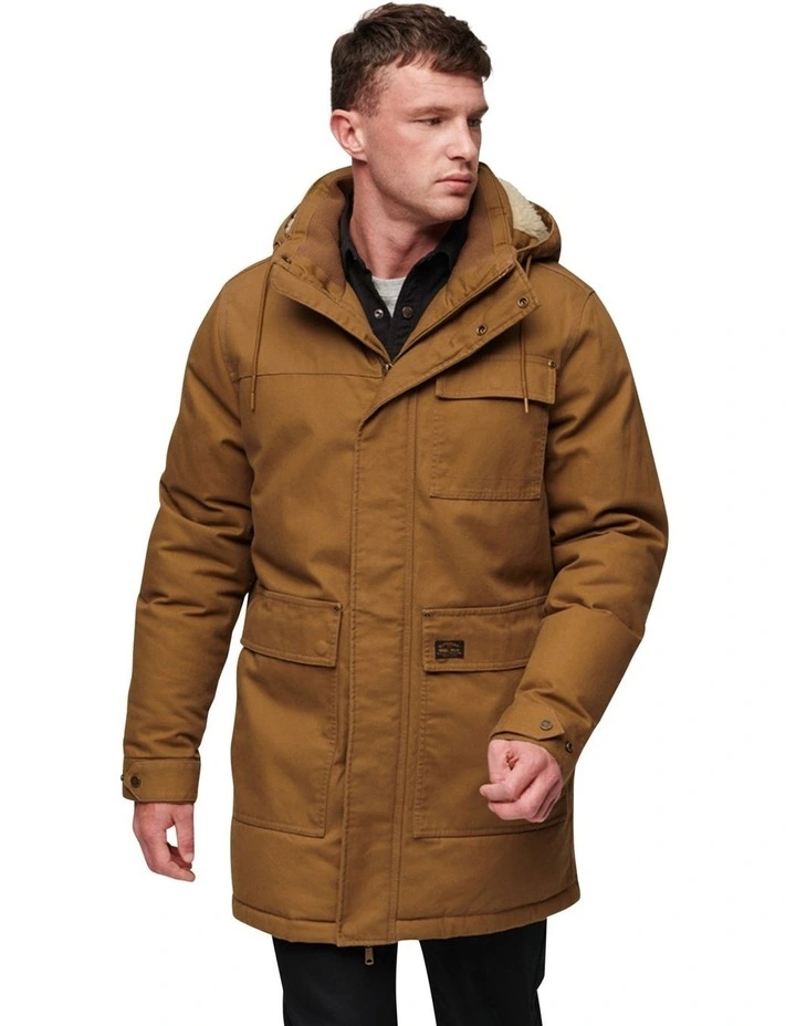 Workwear Hooded Parka in Tobacco Brown