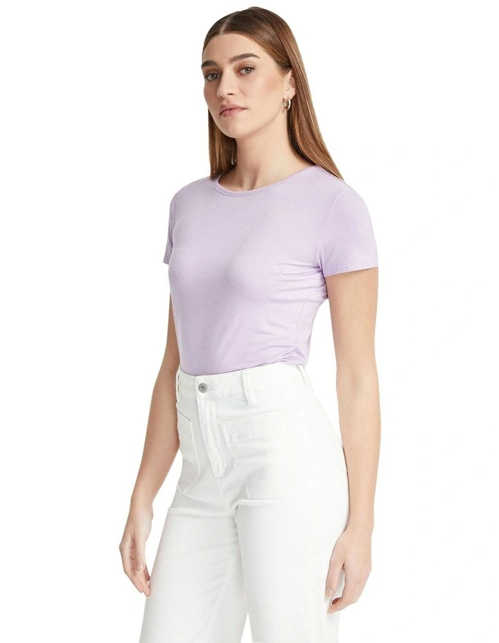 Imogen Fine Knit Crew Neck T-shirt in Lilac