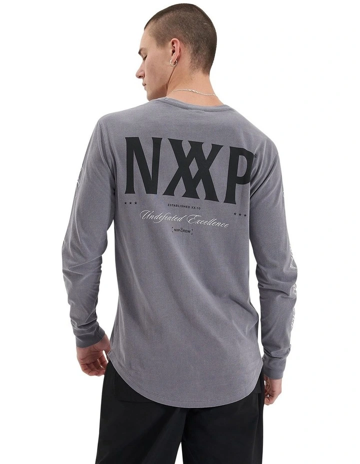 Beam Heavy Dual Curved Long Sleeve Tee in Pigment Steel Grey