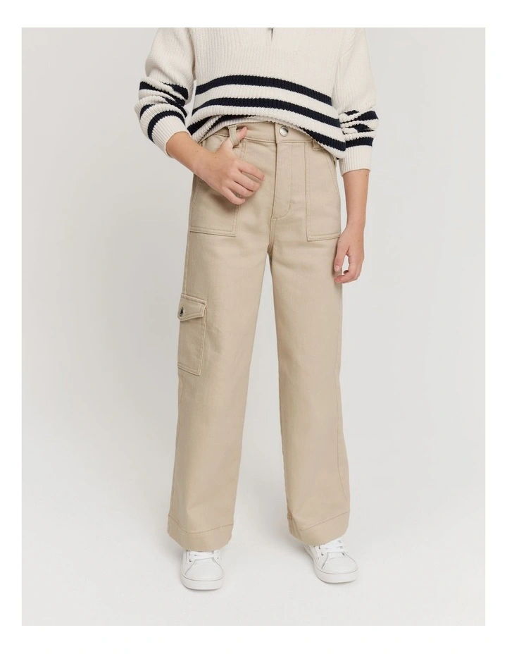 Denim Cargo Pant in Sand