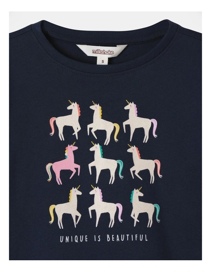 Essential Nine Unicorn Long Sleeve Tee in Navy
