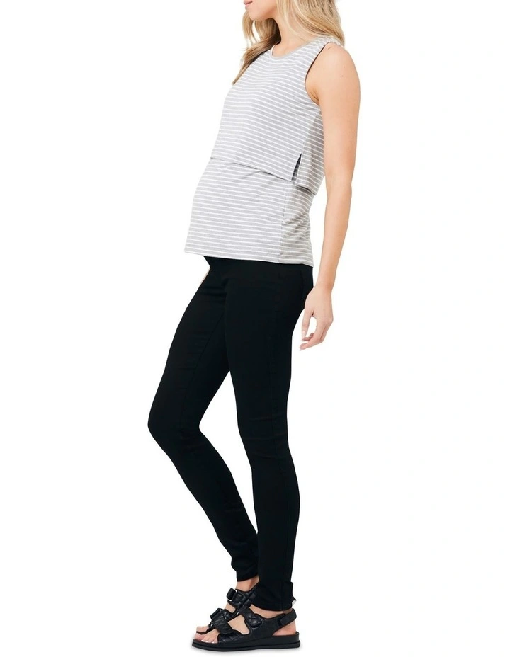 Stripe Layered Nursing Tank in Silver Marle
