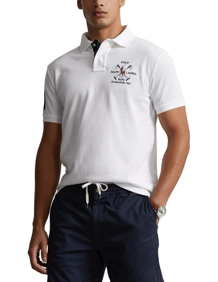 Custom Slim Fit Mesh Polo Shirt in White