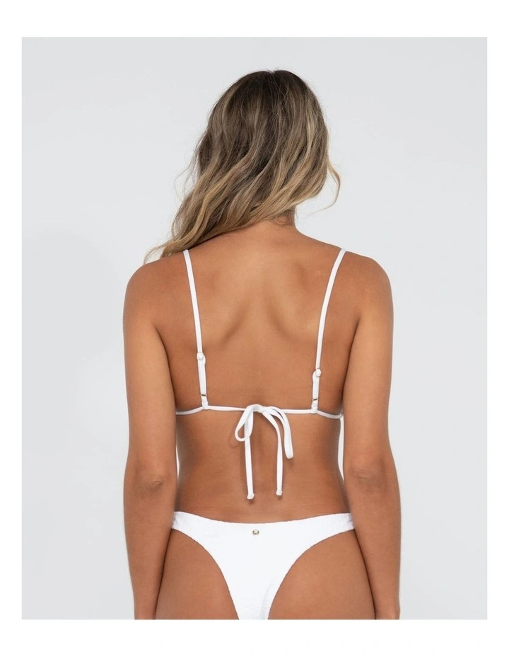 Sandalwood Slick Triangle Bikini Top in White