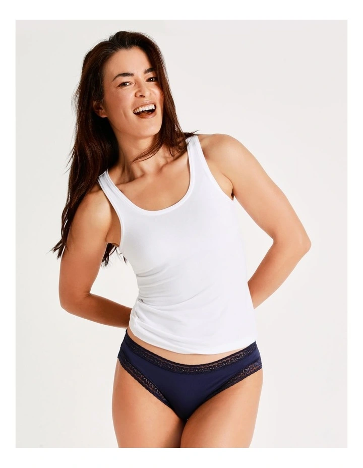 Smooth Lace Bikini Brief in Navy