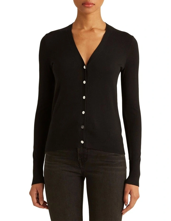Cotton-Blend Cardigan in Black