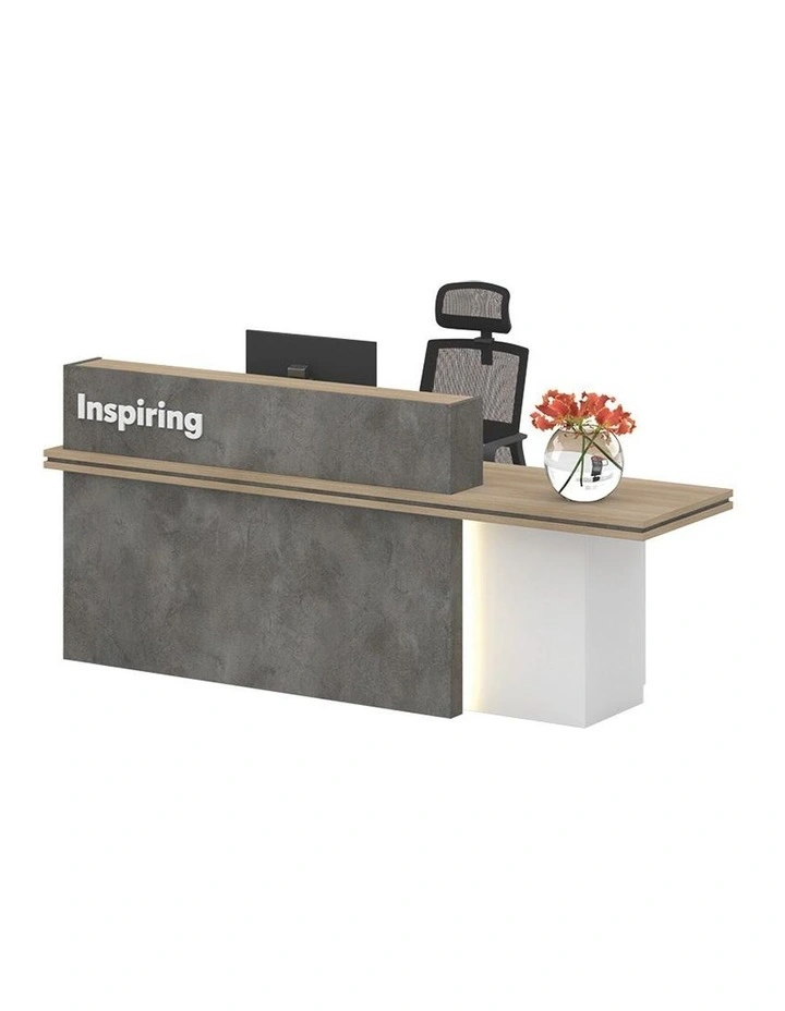 Jarin Reception Desk 2.4M Right Panel Carbon Grey & White Colour