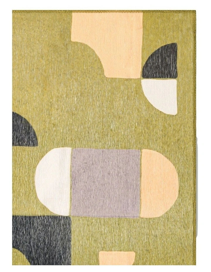 Pieces Washable Chenille Area Rug in Olive