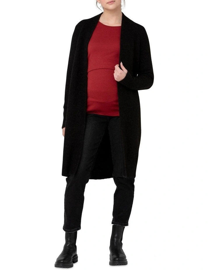 Linda Longline Knit Cardigan in Black