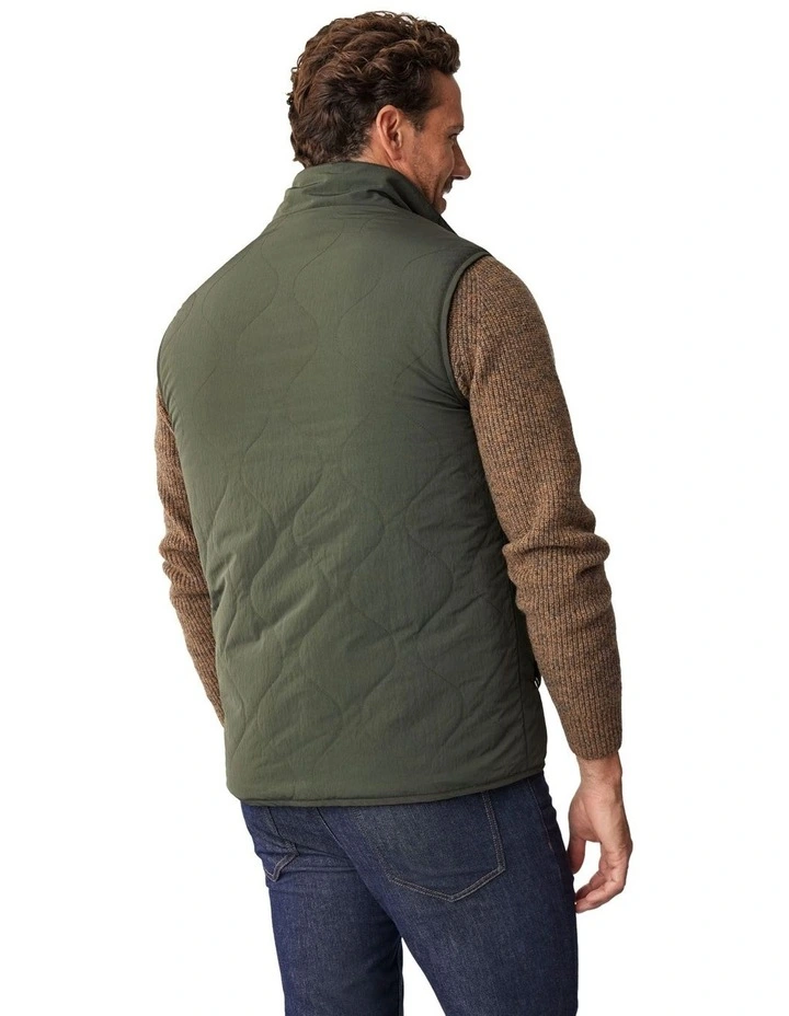 Burnley Quilted Sherpa Vest in Olive