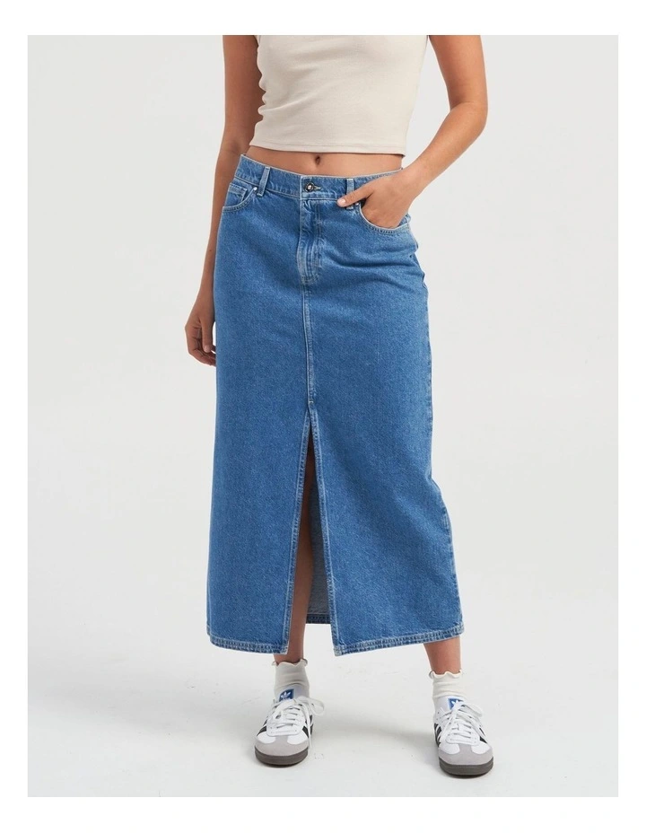 Sophie Recycled Cotton Skirt in Light Blue Denim